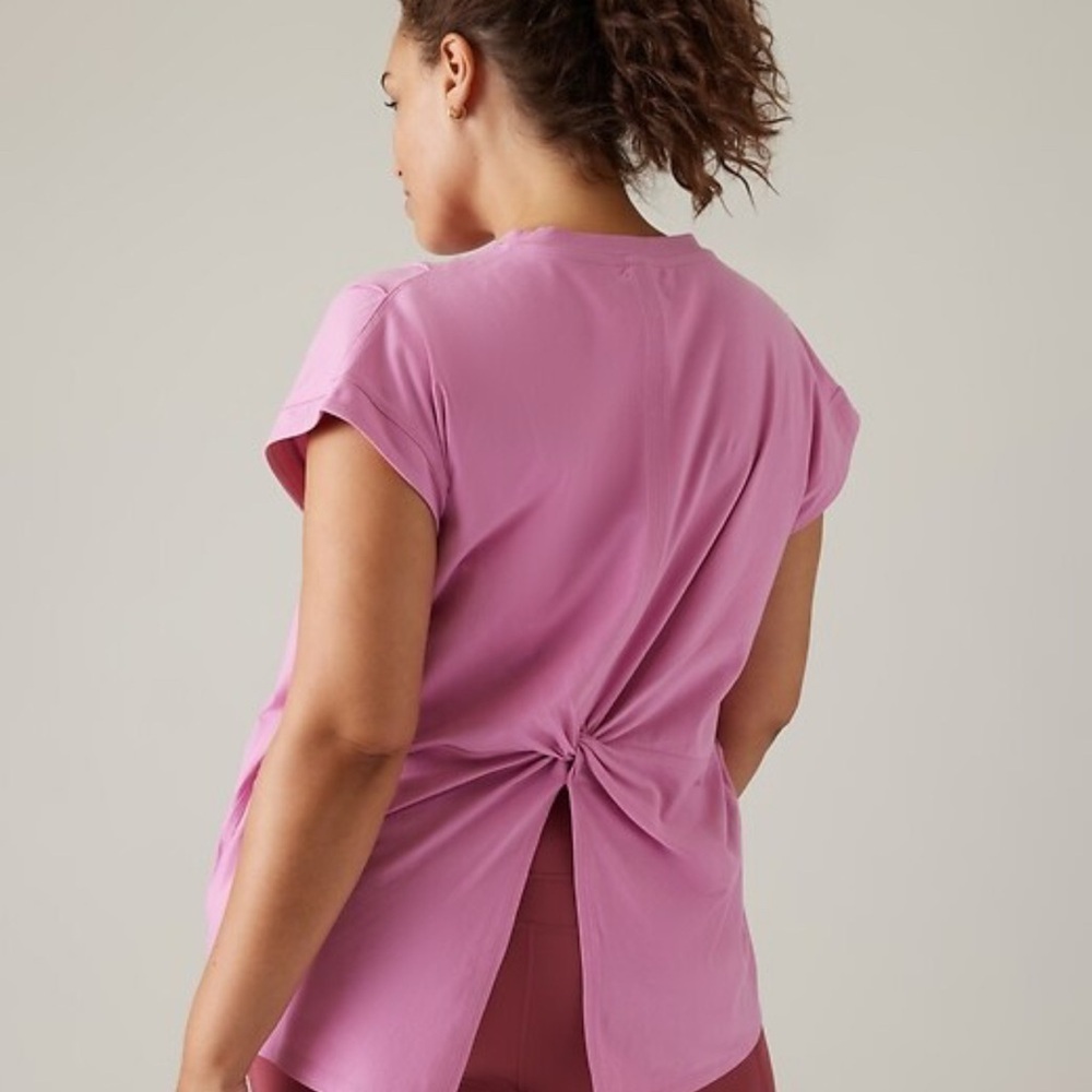 Athleta Pink Outbound Twist Cut Out Tee